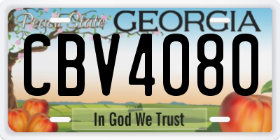 GA license plate CBV4080