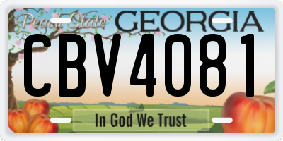 GA license plate CBV4081