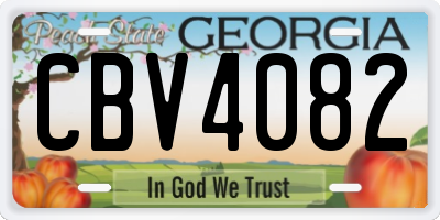 GA license plate CBV4082