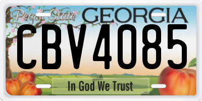GA license plate CBV4085