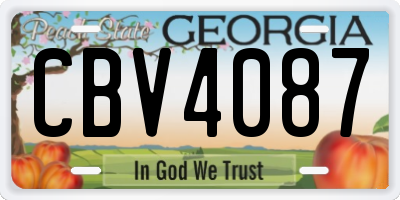 GA license plate CBV4087