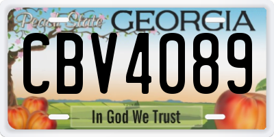 GA license plate CBV4089