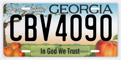 GA license plate CBV4090