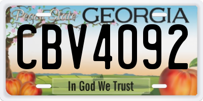 GA license plate CBV4092