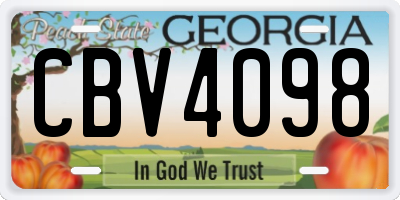 GA license plate CBV4098