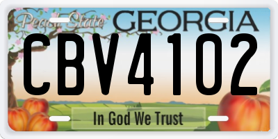 GA license plate CBV4102