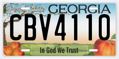 GA license plate CBV4110