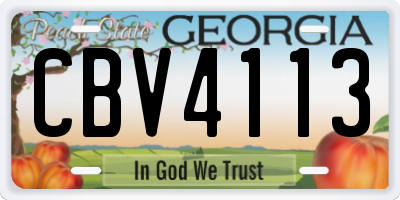 GA license plate CBV4113