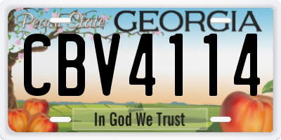 GA license plate CBV4114