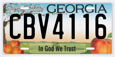 GA license plate CBV4116
