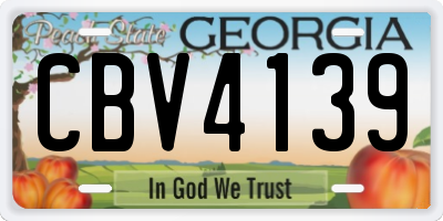 GA license plate CBV4139