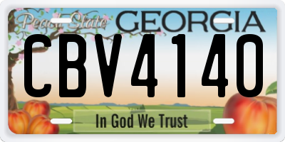 GA license plate CBV4140