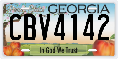 GA license plate CBV4142
