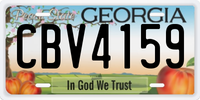 GA license plate CBV4159