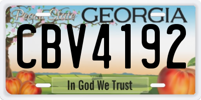 GA license plate CBV4192