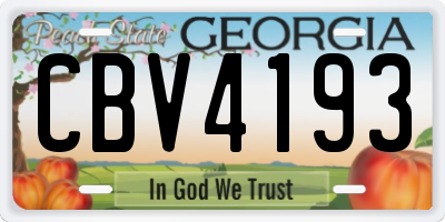 GA license plate CBV4193