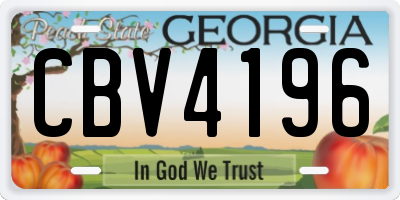GA license plate CBV4196