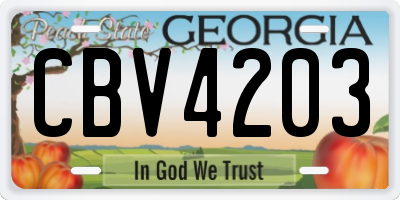 GA license plate CBV4203