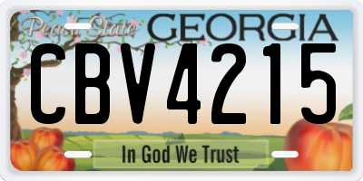 GA license plate CBV4215