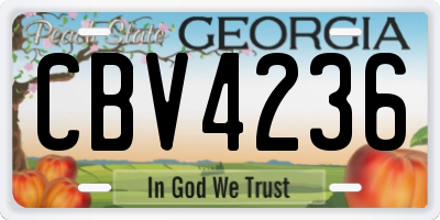 GA license plate CBV4236