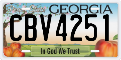 GA license plate CBV4251