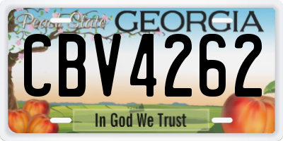 GA license plate CBV4262