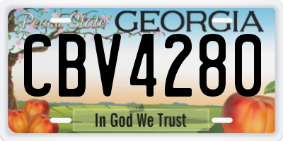 GA license plate CBV4280