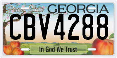 GA license plate CBV4288
