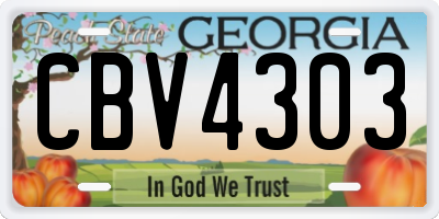 GA license plate CBV4303