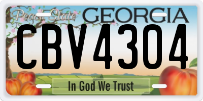 GA license plate CBV4304
