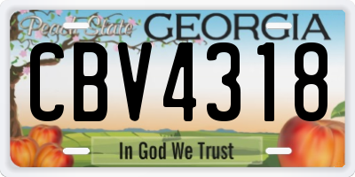 GA license plate CBV4318