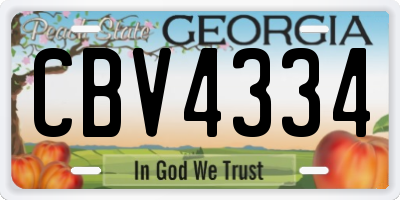 GA license plate CBV4334