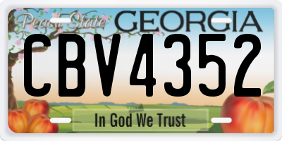 GA license plate CBV4352