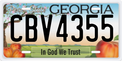 GA license plate CBV4355