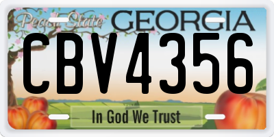 GA license plate CBV4356