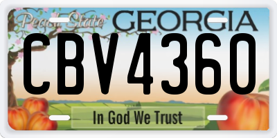 GA license plate CBV4360