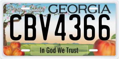 GA license plate CBV4366
