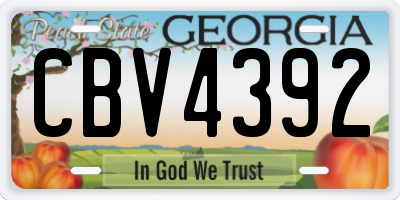 GA license plate CBV4392