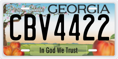 GA license plate CBV4422