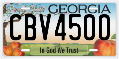 GA license plate CBV4500