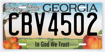 GA license plate CBV4502