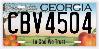 GA license plate CBV4504