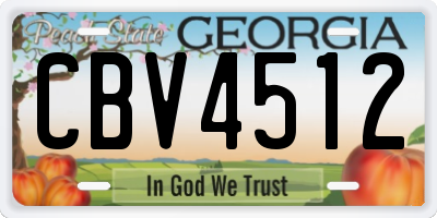 GA license plate CBV4512