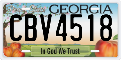 GA license plate CBV4518
