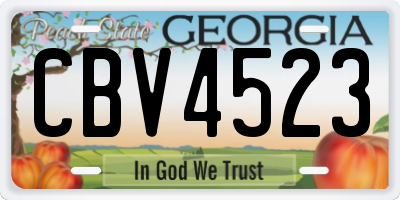 GA license plate CBV4523