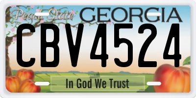 GA license plate CBV4524