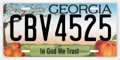 GA license plate CBV4525