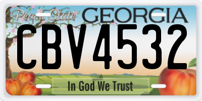 GA license plate CBV4532