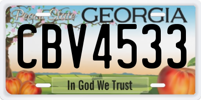 GA license plate CBV4533