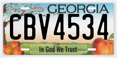 GA license plate CBV4534